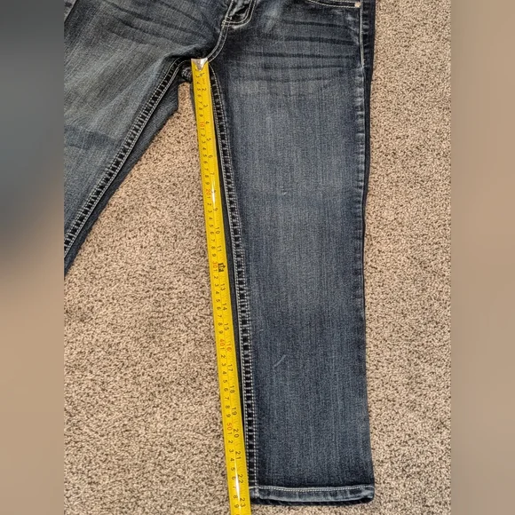Women's Love Indigo Dark Wash Capris Denim Blue Jeans Stretch Sz: 4 Design Pants - Picture 4 of 14